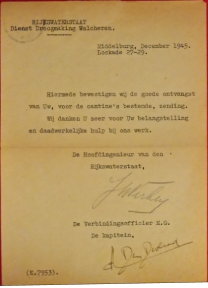 Brief DDW van kapitein A. den Doolaard