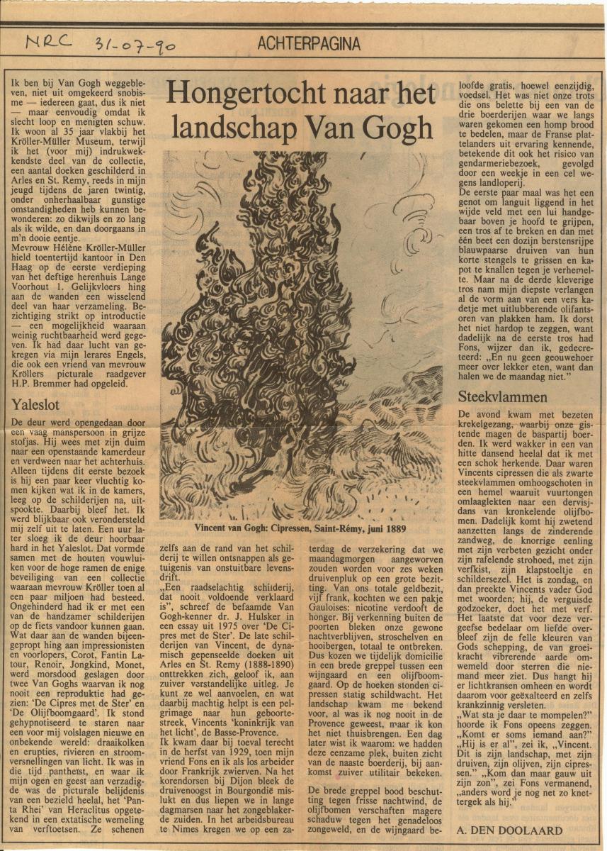 Krantenartikel uit juli 1990