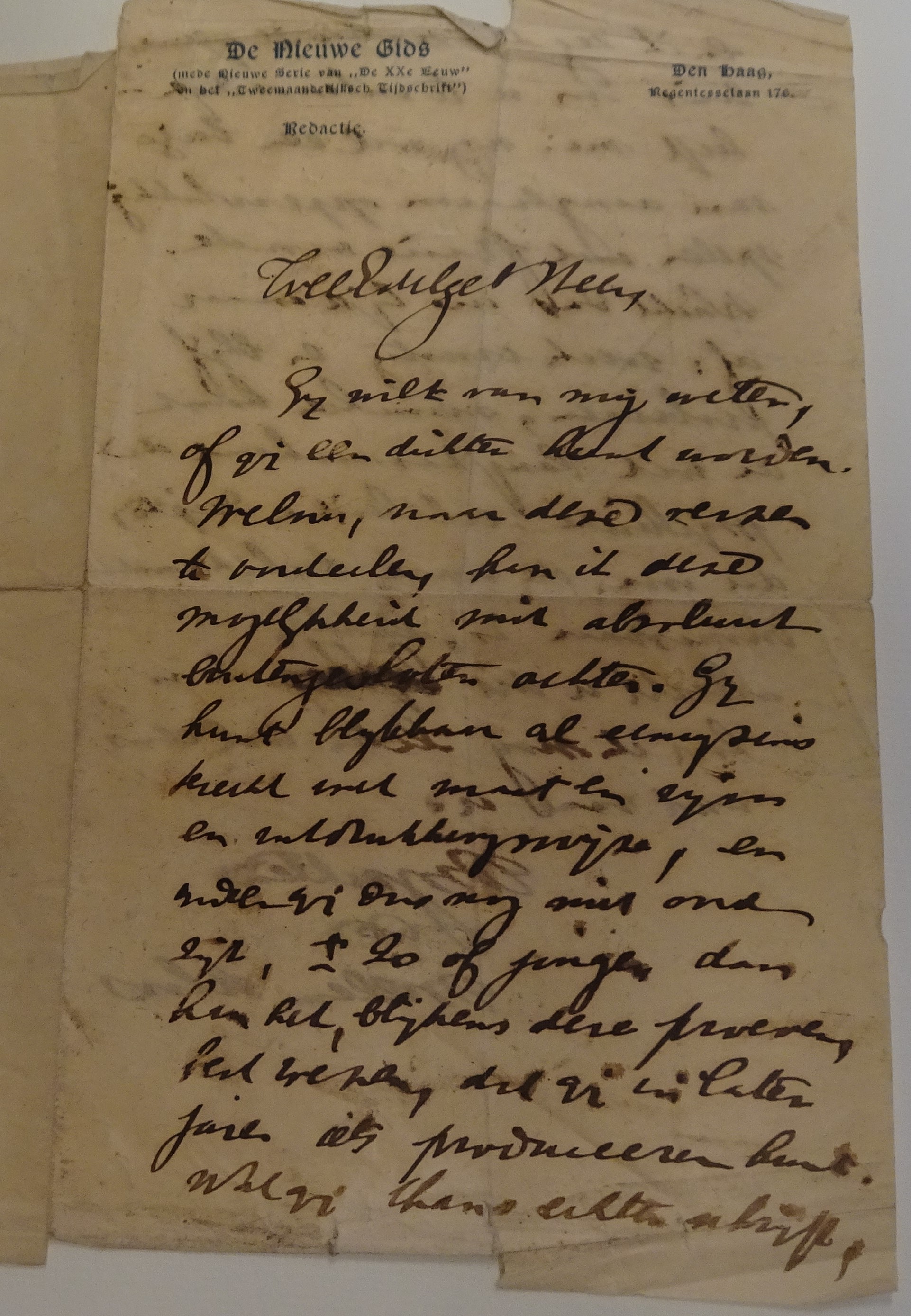 Voorkant brief van Willem Kloos aan A. den Doolaard