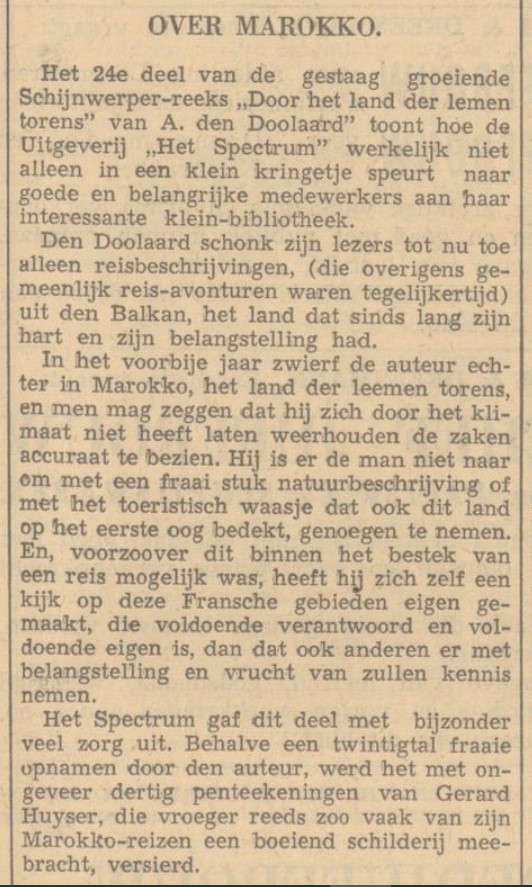 recensie van Het land der lemen torens in De Maasbode van 4 januari 1939