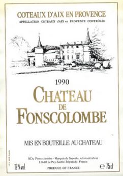 Etiket van de wijn van Chateau de Fonscolombe